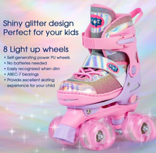 STAR GLIDE ROLLER SKATES WITH LED FLASHING WHEELS PINK SZ 1 - 4 34/37 RRP £54.99