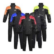 BLACK Motorcycle Rain Suit Two-Piece Waterproof Gear Reflective Rain Jacket Pant