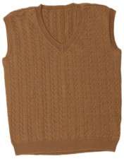 VINTAGE Mens Vest Tank Top Medium Brown AX07