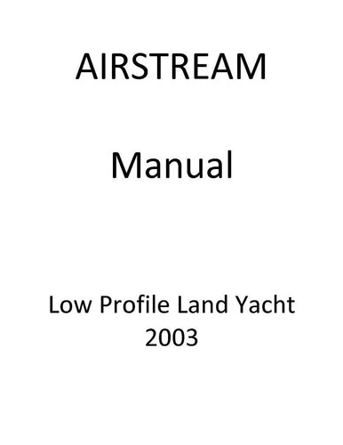 Airstream 2003 manual - airstream, land