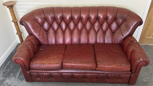 Oxblood leather chesterfield - leather,