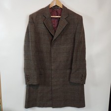 Samuel Windsor Mens Tweed Coat 44 Green Herringbone Pure Wool Country Jacket