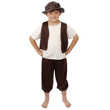 CHILDS POOR TUDOR COSTUME HISTORIC HISTORY BOYS FANCY DRESS TROUSERS SHIRT HAT