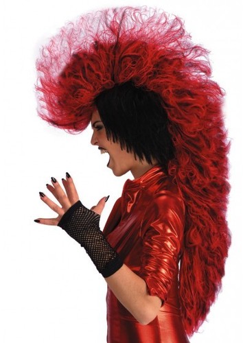 Deluxe red devil mohawk wig - mohawk,