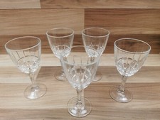 5 x Vintage French Clear  Glass Wine Glasses  -  155mm Tall