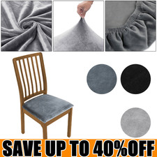 Velvet Dining Chair Seats Covers Stretch Plush Slipcovers Protectors Removable