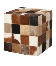 2 IKEA Cowhide Patchwork Covers For Ottoman Footstool Poufs (Covers Only)
