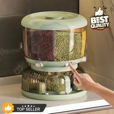 Food Dispenser  360° Rotating 6 Grid Dry Food Storage Box with Eggs Organizer