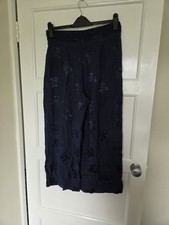 New Look Navy Embroidered Culottes- Size 12