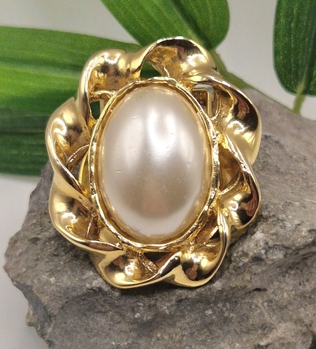 Vintage gold tone pearl scarf - vintage,