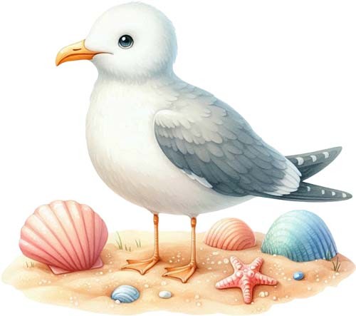 Watercolour seagull bird wall - seagull,