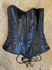 BNWOT BURLESKA BLACK SATIN OVERBUST CORSET 24 TO FIT UK 8-10 £85