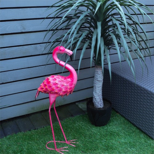 Metal flamingo garden ornament - flamingo,