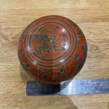Vintage Burmese Lacquerware Decorative Trinket Box Jewelry Jar Hand Painted