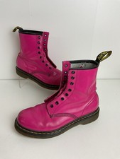 Doc Dr Martens 1460 Boots Womens UK 7 Hot Pink Patent Leather Combat Lace Up