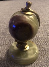 Vintage Onyx Globe With Brass Fittings