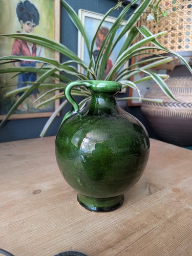 Vintage 15cm green glazed - green,