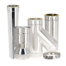 Twin Wall Stainless Flue Insulated Chimney Pipe Multifuel Wood HETAS Approved 5"