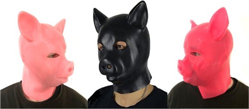 Latex pig mask pink - latex,