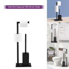 Stainless Steel Toilet Tissue Roll Dispenser With Brush Holder & Free Standing