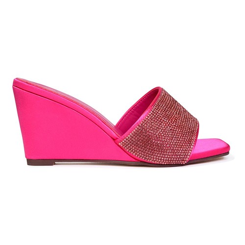 Womens diamante low wedge - diamante,