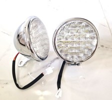 Pair of Powerful LED Spotlights 4 3/4" Motorcycle Steel Chrome Sidelight 12V-35W