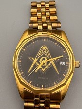 Vintage Bulova Masonic Black Dial Quartz Watch (For Parts & Repairs)