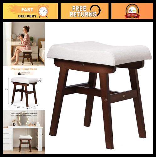 Compact wood vanity stool - compact,