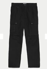 Mens M&S Black Cargo Trousers Zip Off Trekking Trousers with Stormwear BNWT 