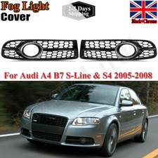 Chrome Trim Black Honeycomb Fog Light Grille Cover for Audi A4 B7 S-Line 2005-08