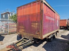 Wheelbase tandem axle twin wheel drawbar trailer on air with sliding side doors.