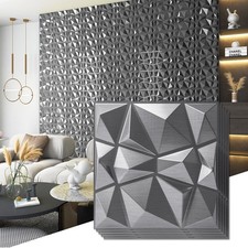 Art3d Decorative 3D Wall Panels in Diamond Design, 12"x12" Silver (33 Pack)