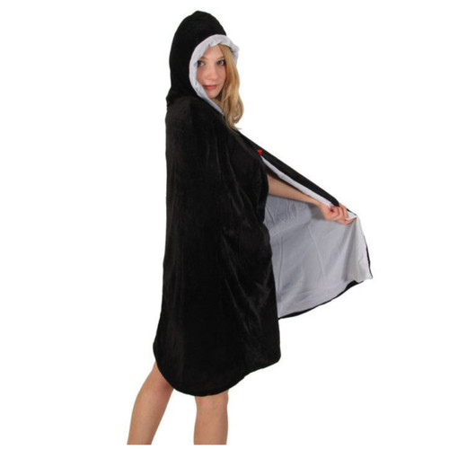 Velvet hooded mid length cloak - mid,