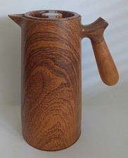 Vtg Faux Wood Scandinavian Style Vacuum Flask Jug Height 10 Inch
