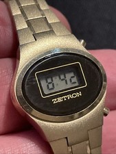 Vintage Zetron 1970’s Ladies Gold Tone Digital Watch Works Great Condition
