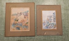 2 x Mounted Watercolours Of Newlyn Unsigned,  T.S Victor/ Louis Mortimer Style.
