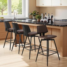 Swivel Leather Bar Stools Set