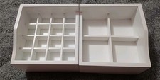 White wooden jewellery/makeup storage box. Extends for jewellery section. Wooden