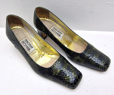Timothy Hitsman UK 7 C Snake Print Leather Court Heels Gold Snake Heel Trim