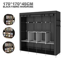 Wardrobe With Hanging Rail Shelving Clothes Storage Large Cupboard Fabric Canvas