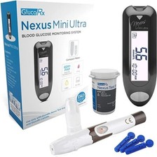 GlucoRx Nexus Mini Ultra Blood Glucose Monitor – Diabetes Sugar Test Meter Kit
