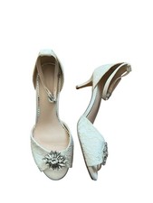 Monsoon Lace Bridal Shoes RRP £89 Size UK 4 Jewel Peep Toe Ivory