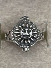 Antique Vintage 925 Sterling Silver Celestial Sun Poison Ring Size J 1/2