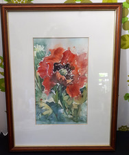 Framed & Mounted Original Watercolour Painting Poppy Poppies Signed A. McCall (S