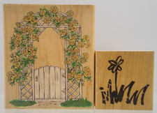 Penny Black Wood Mount Rubber Craft Stamps (Set of 2) Rose Arbor & Single Bloom