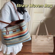 Straw Tote Bag Woven Beach