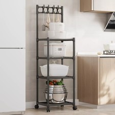 4 Tier Black Metal Storage Rack Shelving Wire Shelf Kitchen Office Unit Stand