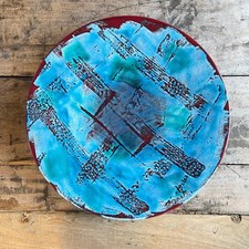 Poole Pottery Blue Storm Large Charger Dish 42cm Red and Blue
