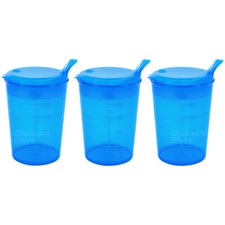 3x Adult Drinking Beakers 250ml Elderly Feeding Cups & Lids Lip Spout 4x4mm