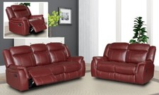 Burgundy Red Leather Gel Recliner 3 Seater 2 Seater Armchair Sofa Suite CLIFTON.